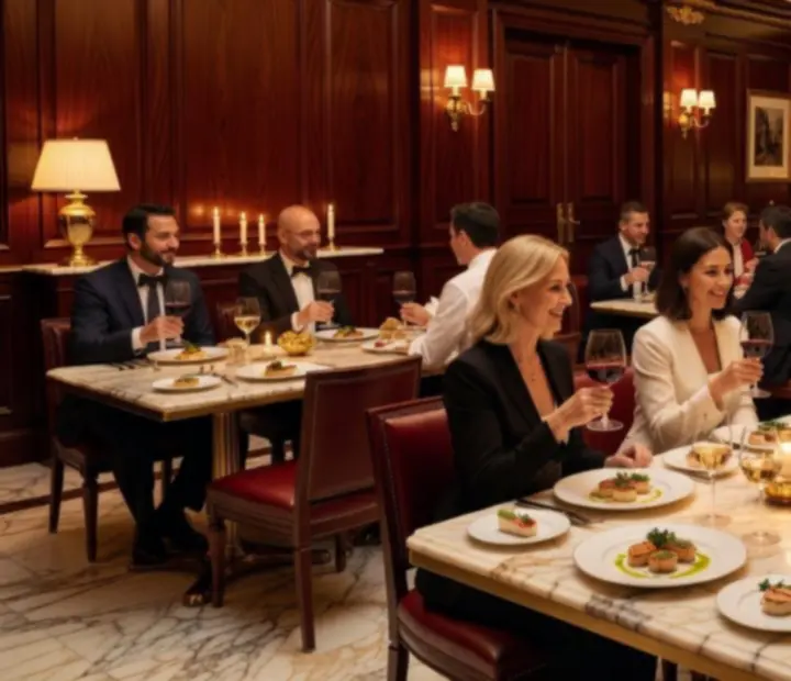 Cenas íntimas en restaurante elegante con iluminación cálida